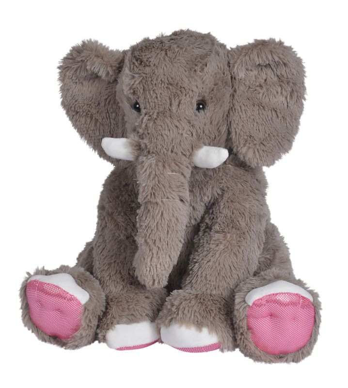  peluche géante éléphant assis beige rose 40 cm 